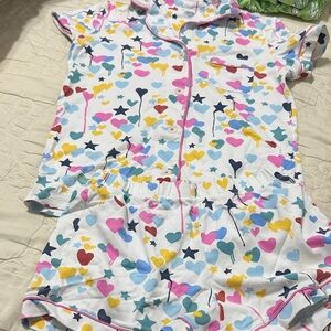 Roller Rabbit Multicolor Heart and Star Kids Pajama Set